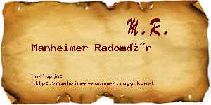 Manheimer Radomér névjegykártya